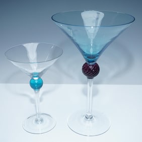 Pair of Union Street Glass and Other Martini Glasses