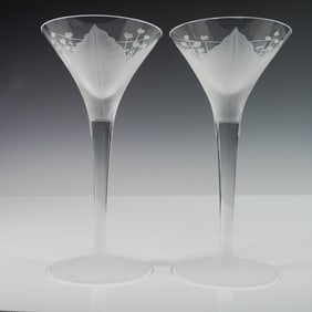 2pc Ingrid Frosted Crystal Martini Glasses