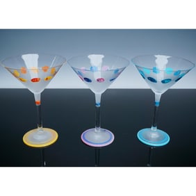 3pc Block Basics Martini Glasses with Polka Dot Design