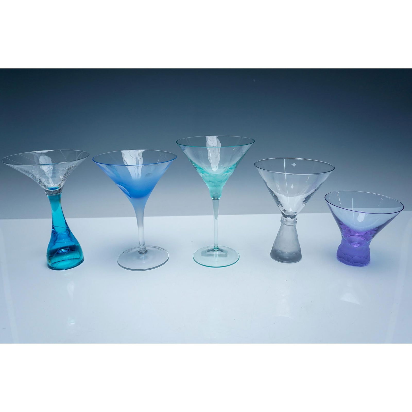 5pc Designer Art Glass Martini Glasses - Moser, Block & More (1 of 7)