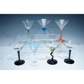 7pc Branded Martini Glasses, Fris, Cointreau, Woodford & More