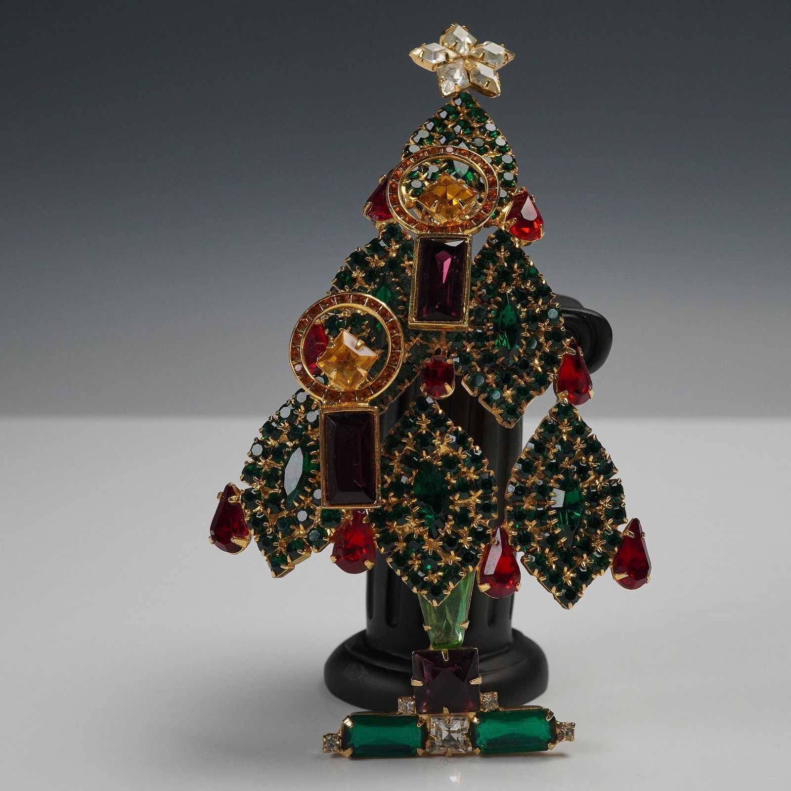 Lawrence Vrba Christmas Tree Brooch with Multicolor Rhinestones (1 of 4)