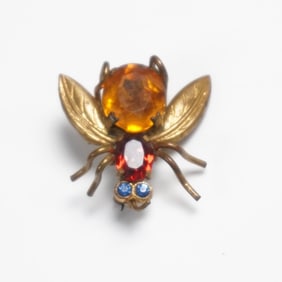 Czecho Rhinestone Bug Brooch