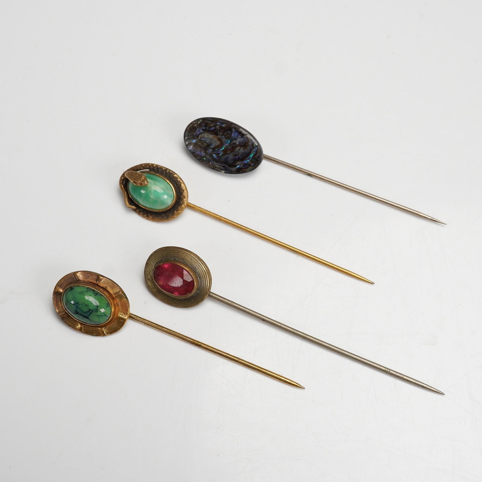 4pc Vintage Stick Pins with Snake and Gemstone Designs (1 of 3)