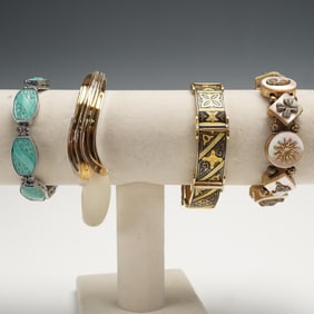4pc Vintage Mixed Material Bracelet Collection