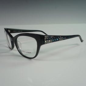 Judith Leiber Black Eyeglasses with Embellished Temples