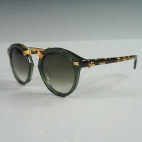Krewe Model STL II Green and Gold Round Sunglasses