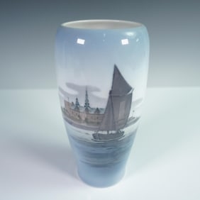 Royal Copenhagen Porcelain Vase, Sailboat Scene