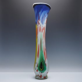 Mihai Topescu Romanian Art Glass Vase, Signed