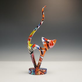 Abstract Resin Sculpture Graffiti Style Cat Figurine