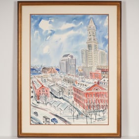 Paul D Shea, Watercolor on Paper Painting, Boston Cityscape, Signed