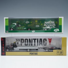 2pc M2 Machines Die-Cast Car and Transporter Sets, Sprite and Pontiac