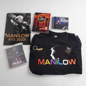 6pc Barry Manilow Memorabilia Lot with T-Shirt, DVDs, CD & Program