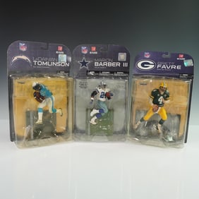 3pc McFarlane Toys NFL Action Figures, Tomlinson, Favre, and Barber III