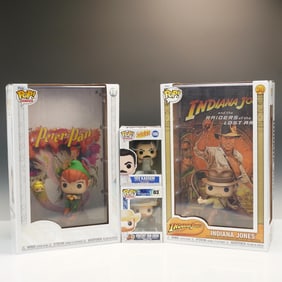 4pc Funko Pop Vinyl Figures, Peter Pan, Indiana Jones, Vincent van Gogh, Ye