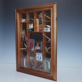 Framed Vintage Safety Razor and Shaving Accessory Collection