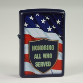 Zippo American Dark Blue Metal Lighter, Honoring All Who Served