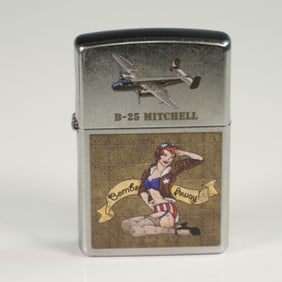 Zippo American Silver-Metal Lighter, B-25 Mitchell - Bombs Away!