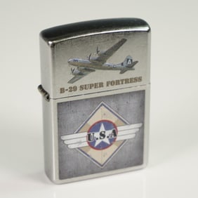 Zippo American Silver-Metal Lighter, B-29 Super Fortress - U.S.A.