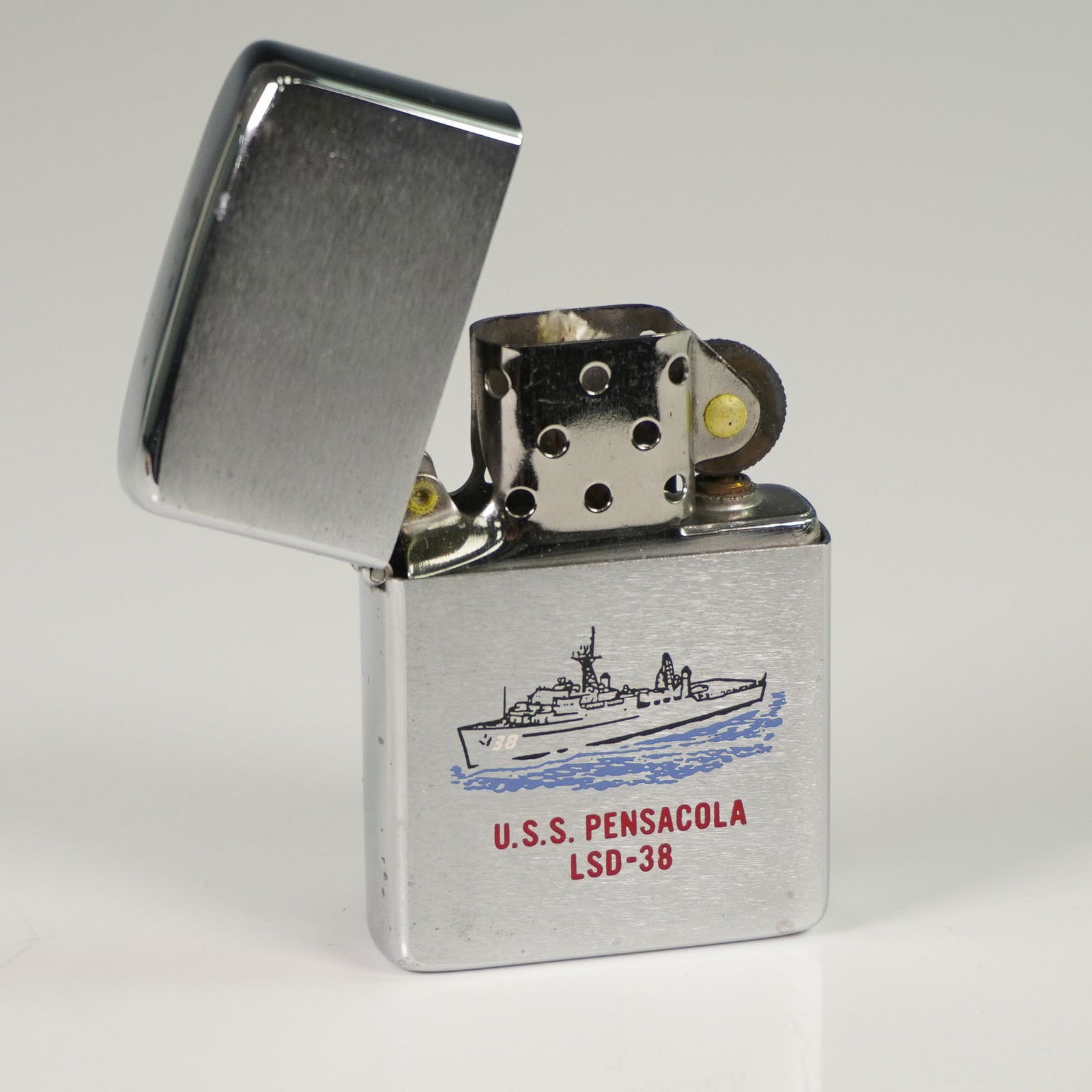 Zippo American Silver-Metal Lighter, U.S.S. Pensacola LSD-38 (1 of 5)