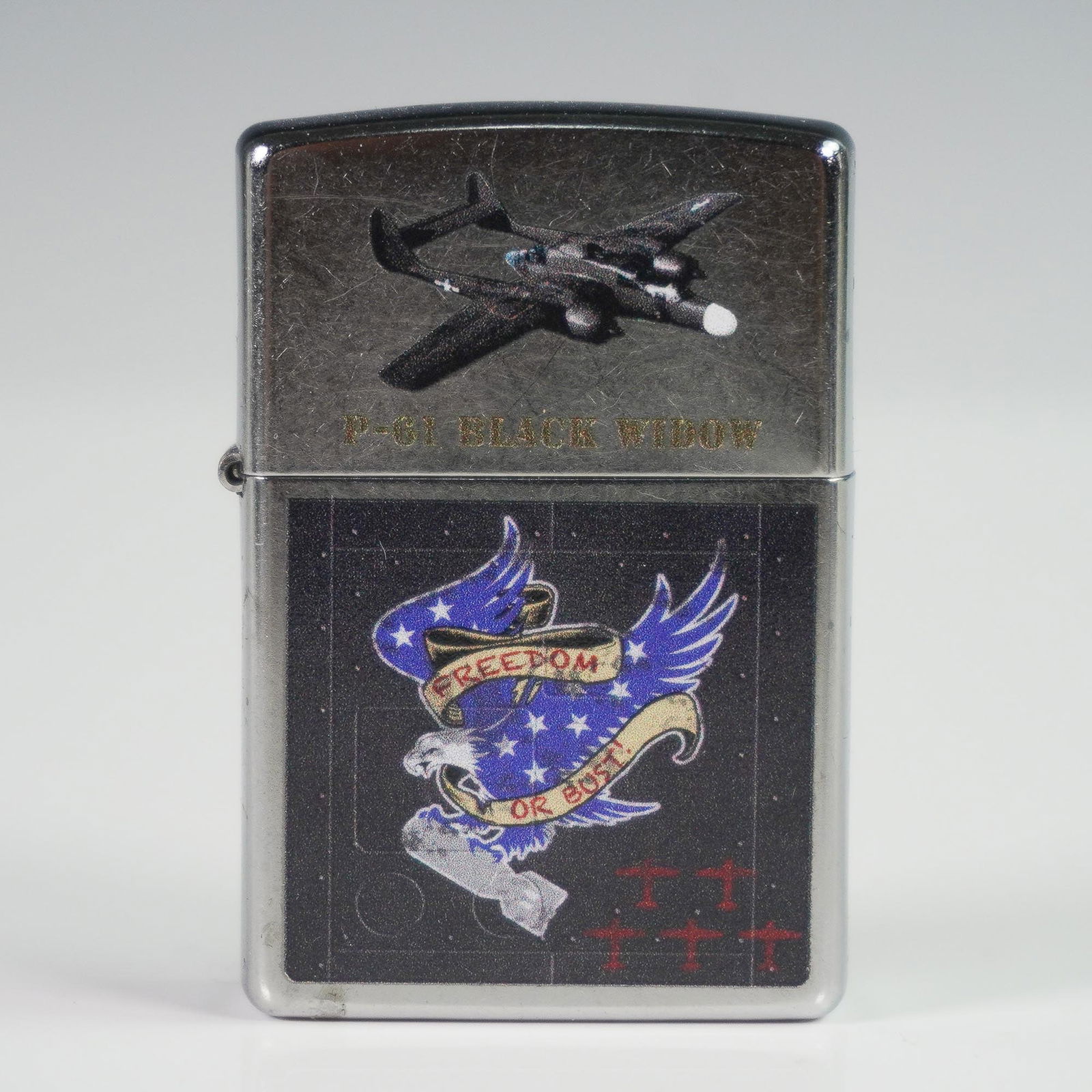 Zippo Lighter USAAF P-38 Lightning Fighter Plane Freedom Design (1 of 4)