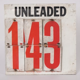 Vintage Unleaded Gas Price Flip Sign with Red Numbers