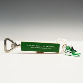 Boston Garden Floor Bottle Opener with Off-White Air Jordan Keychain