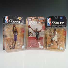 3pc McFarlane Toys NBA Action Figures, Bryant, Gervin, and Conley