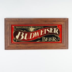 Budweiser Beer Reverse Glass Bar Mirror Sign