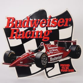 Budweiser Racing 1995 Embossed Metal Advertising Sign