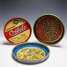 3pc Vintage Beer Advertising Trays