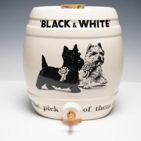 Black & White Scotch Whisky Ceramic Barrel with Spigot