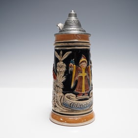 R. Bay Handarbeit German Beer Stein with Pewter Lid Frauenkirche Scene