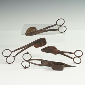 4pc Antique Iron Wick Trimmer and Snuffer Set