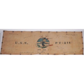 Canvas Banner for U.S.S. PT-811 Motor Torpedo Boat, MTB RON 1, Signed