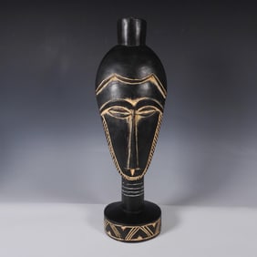 African Ethnic Carved Wooden Mask Bust