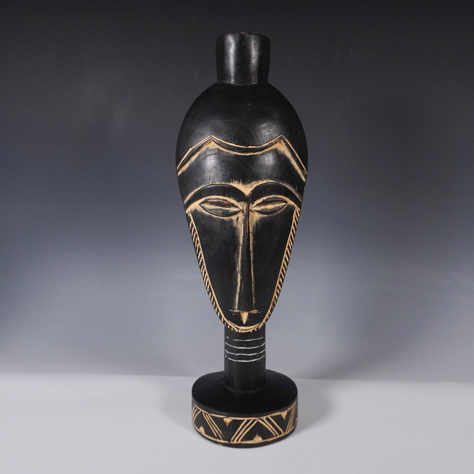 African Ethnic Carved Wooden Mask Bust (1 of 3)