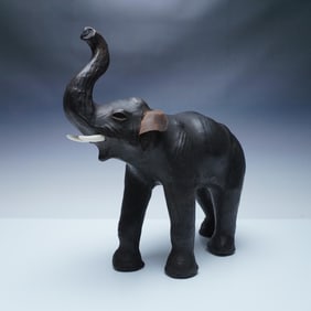Vintage Leather Elephant Sculpture