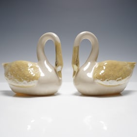 2pc Belleek Pottery Swan Creamers