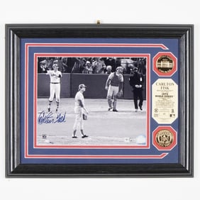 Framed Carlton Fisk Signed Photo, 1975 World Series
