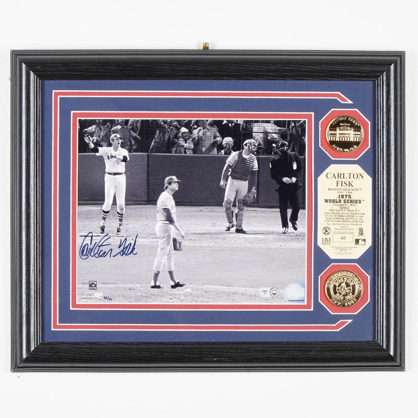 Framed Carlton Fisk Signed Photo, 1975 World Series (1 of 3)