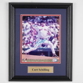 Framed Curt Schilling Signed Photo, Boston Red Sox