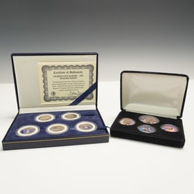 2 Commemorative Coin Sets, Colorized State Quarters and Barack Obama Coins