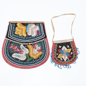 2pc Antique Native American Beaded Purses