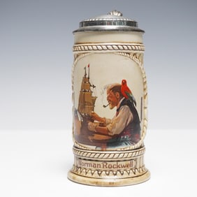 Norman Rockwell Ceramic Beer Stein, The Captain and the First Mate, 1982
