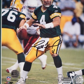 Brett Favre Autographed Green Bay Packers Photograph in Framed Display
