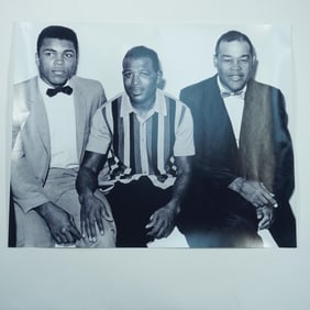 B & W Photograph Poster of Boxers Ali, Robinson & Louis