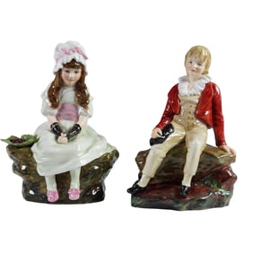 2pc Studio Pottery Reg Johnson Figurines after Raeburn and Millais
