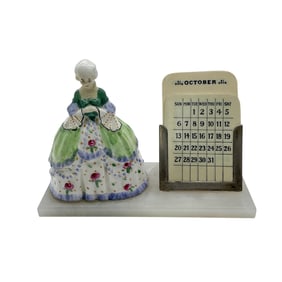 Royal Doulton Crinoline Lady Alabaster Desk Calendar