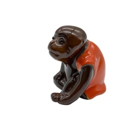 Bernard Moore Pottery Painted Seated Monkey Figurine